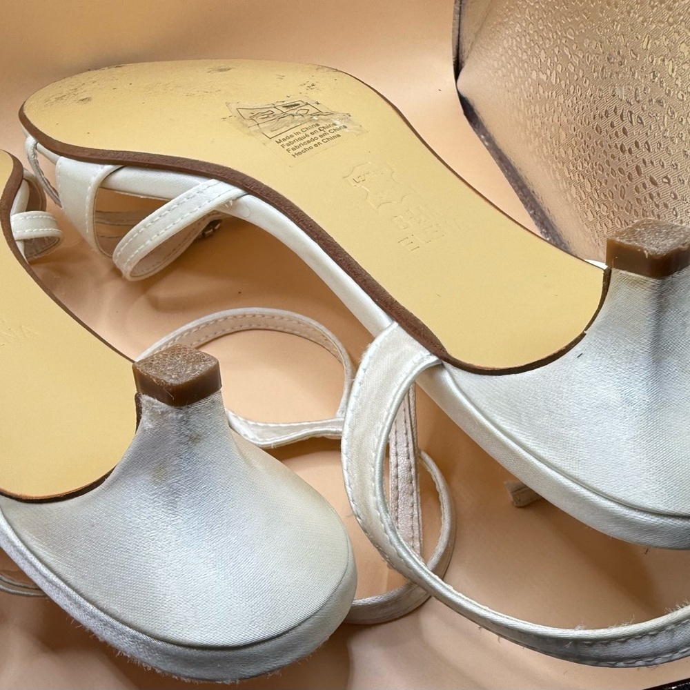 David's Bridal dyed light Ivory Sandals with Rhinestone Detail - Picture 12 of 13